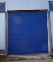Sekční průmyslová vrata, š. 2500mm x v. 3250mm, vzor lamela, barva modrá, povrch stucco