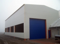 Sekční průmyslová vrata, š. 2500mm x v. 3750mm, vzor lamela, barva modrá, povrch stucco